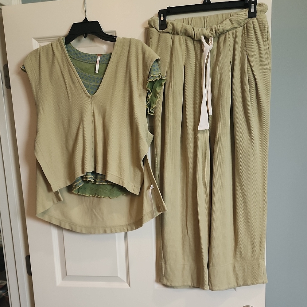 Free People Green Wide Leg Jumpsuit